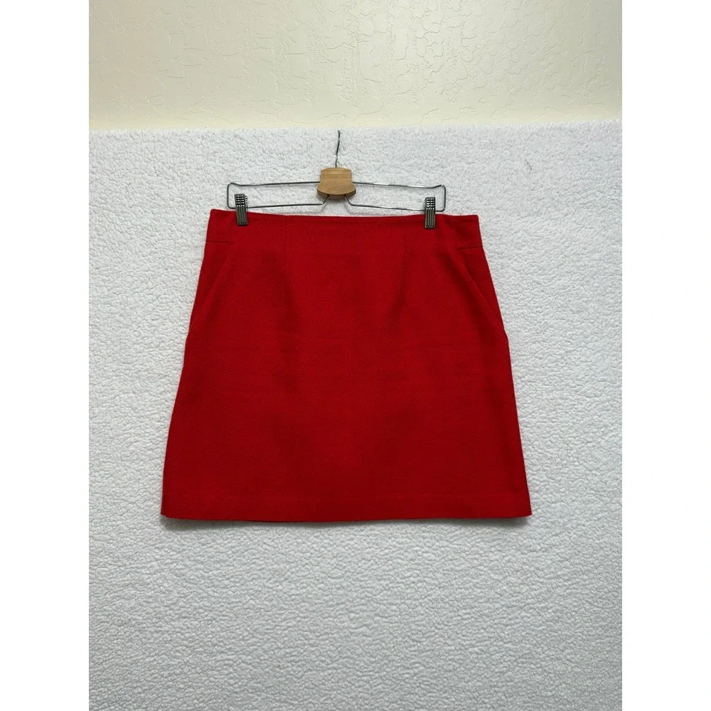 Ann Taylor Red Textured A‎ Line Mini Skirt Women's Size 12